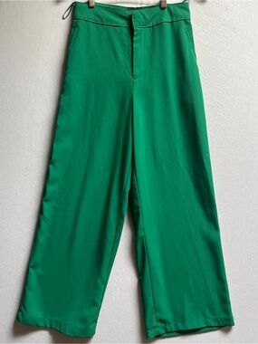 Plains & Prints Bright Green High Waist Wide Leg Trousers Pants Sz M